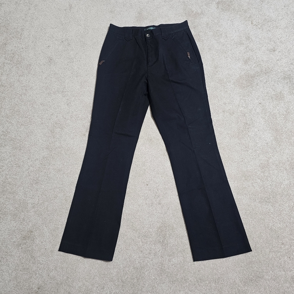 LAUREN Ralph Lauren Black Bootcut Stretch Pants 10 Zip Pockets